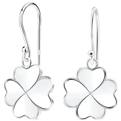 Afbeelding van JoyS Zilveren klaver bedel oorbellen klavertje vier oorhangers massieve hanger sterling zilver 925