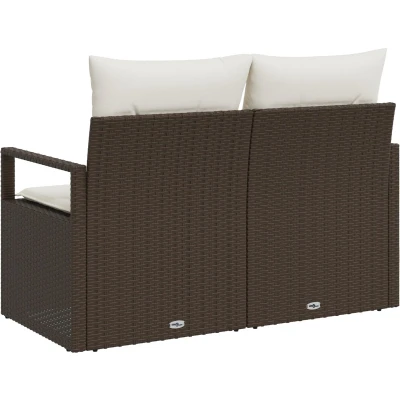 Afbeelding van vidaXL 2 Zits Tu bank met Kussens Bruin Poly Rattan