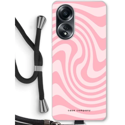 Afbeelding van Case Company® hoesje met Koord geschikt voor Oppo A58 4G Swirl Roos Telefoonhoesje Zwart Bescherming aan alle Kanten en Over de Schermrand