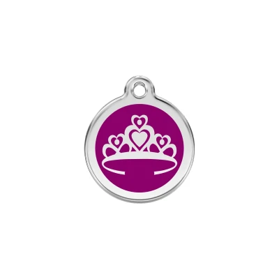 Afbeelding van Crown Purple roestvrijstalen hondenpenning small/klein dia. 2 cm RedDingo
