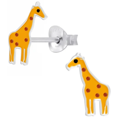 Afbeelding van JoyS Zilveren giraf oorbellen 7 x 9 mm giraffe oorknoppen