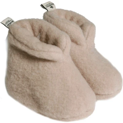 Afbeelding van Alwero newborn slofjes merinowol Beige 6/12 mnd