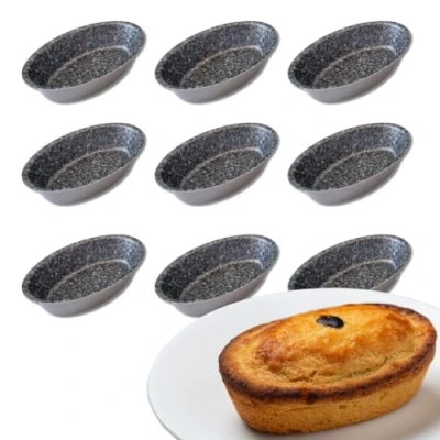 Afbeelding van Leccesi Pasticciotto Leccese Bakvorm van aluminium met antiaanbaklaag in steenlook, 100% Made Italy, afmetingen 10,5 x 7 cm (9)