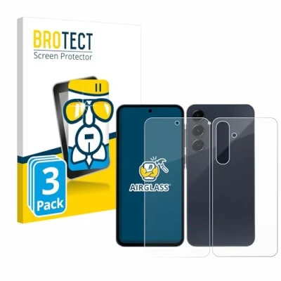 Afbeelding van BROTECT Screenprotector voor Samsung Galaxy A55 5G (Voor+Achter) Folie Beschermfolie Beschermglas transparant (3 Stuks)