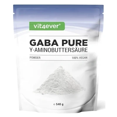 Afbeelding van GABA Pure 540 gram zuiver poeder zonder toevoegingen laboratoriumgetest 100% gamma aminoboterzuur 180 porties veganistisch Vit4ever