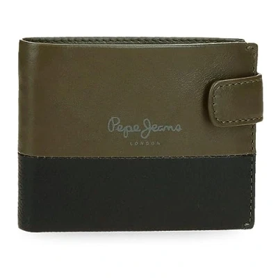 Afbeelding van Pepe Jeans Dubbele Horizontale portemonnee met kliksluiting, Groen, 11 x 8,5 1 cm leer, Eén maat, kliksluiting