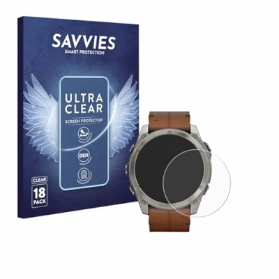 Afbeelding van Savvies Screenprotector voor Garmin Fenix 8 AMOLED (51 mm) Folie Beschermfolie transparant (18 Stuks)
