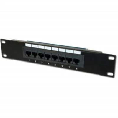 Afbeelding van DIGITUS Cat 5e Patchpaneel 8 poorten RJ45 bussen 10 inch rack mount 1HE LSA distributierveld niet afgeschermd zwart