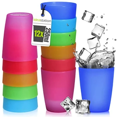Afbeelding van idea station NEO plastic bekers 12 x 250 ml gekleurd party cups camping drinkbekers