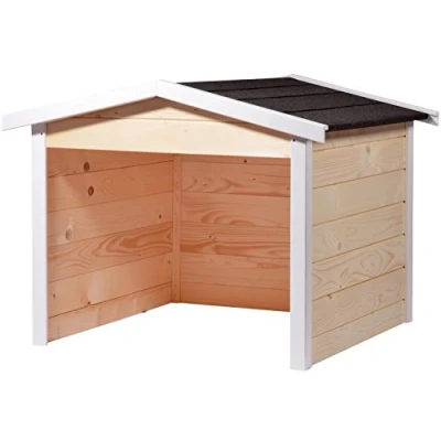 Afbeelding van dobar® Garage voor robotmaaier van hout als bouwpakket, schuilplaats met bitumen dak, 76 x 68 52 cm, natuur/wit