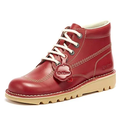 Afbeelding van Kickers Klassieke Kick Hi enkellaarzen voor heren, extra comfortabel, duurzaamheid, premium kwaliteit, Rood licht crème, 43 EU