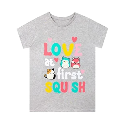 Afbeelding van Squishmallows T Shirt Meisjes Korte Mouw Squish Tee Voor Kinderen Grijs 134