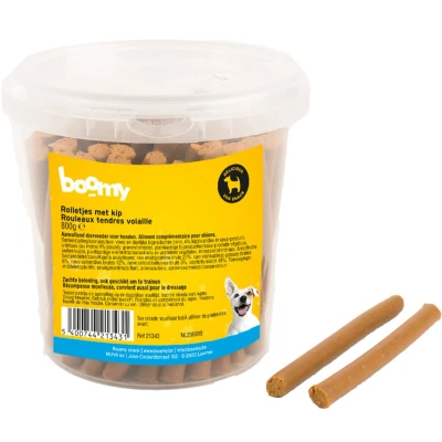 Afbeelding van Boomy Hondensnacks Zachte rolletjes met kip 800g