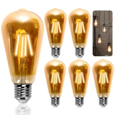 Afbeelding van Aigostar Vintage Edison Gloeilampen 5Pack, E27 8W (80W Equivalent) Gloeilampen, 2200K Warm Witte Retro Perfect Voor Huizen, Bars, Coffeeshops, Binnenplaats, Ect.
