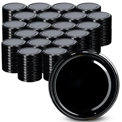 Afbeelding van KADAX Schroefdeksel voor potten, diameter 89 mm, reservedeksel van metaal, twist off deksel met 6 inkepingen, inmaakpotten en weckpotten, zwart, 200 stuks