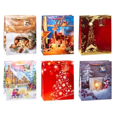 Afbeelding van TSI Geschenkzakjes KERST, grootte: Groot (HxBxD 32 x 26 13,5 cm), pak van 12, art.nr. 87310