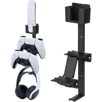 Afbeelding van YONO Headset en Controller Houder met Muurbevestiging Wall Mount Accessoires geschikt voor PS5/PS4/Xbox/Switch Koptelefoon Muurbeugel Zwart