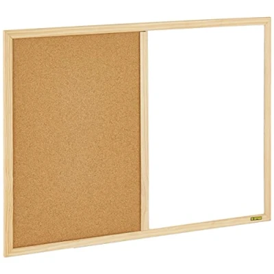 Afbeelding van Bi Office Budget Houten Frame Combinatie Board, Kurk En Whiteboard Dry Wipe Memo 60 x 45 cm