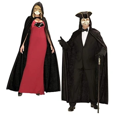 Afbeelding van Widmann Fluwelen Lange Zwarte Cape 150 Centimeter Fear Zwart One Size Halloween Verkleedkleding