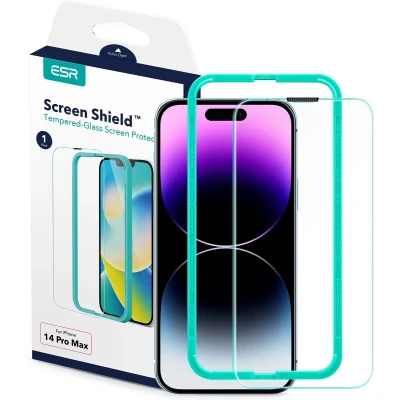 Afbeelding van ESR Screen Shield Screenprotector geschikt voor Apple iPhone 14 Pro Max Glazen Case Friendly + Installatie Frame