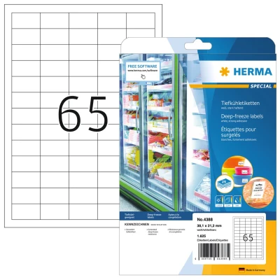 Afbeelding van Herma Diepvriesetiketten, A4, 38,1 x 21,2 mm, wit, diepvriesbestendig