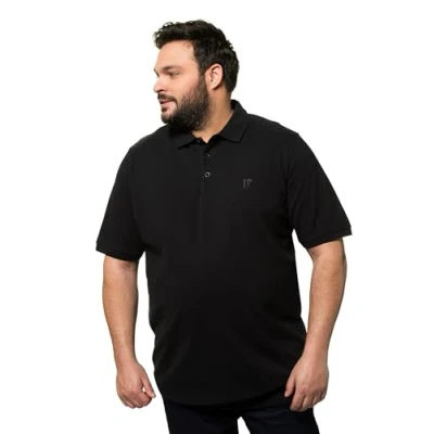 Afbeelding van JP 1880 Heren grote maten Menswear L 8XL poloshirt, basic, buikfit, halve mouw, piqué, XXL tot 10XL 712617, zwart, 9XL