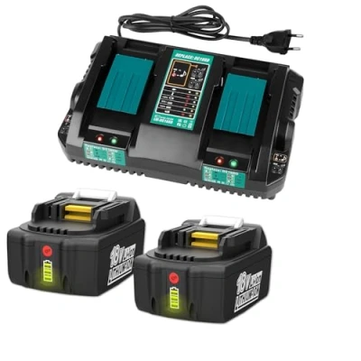 Afbeelding van 2X Accu BL1850B 18V 5Ah reserveaccu voor Makita_ en DC18RD Dual Poorts Oplader BL1850 BL1860 BL1860B BL1840B BL1840 BL1830 BL1835 BL1845 194204 5 LXT 400