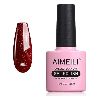 Afbeelding van AIMEILI Gel Nagellak UV LED Gellack Soak Off Polish Red Glitter (095)10ml