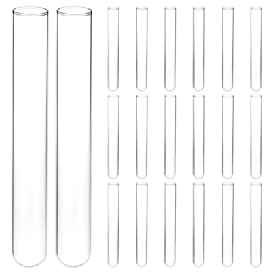 Afbeelding van QWORK® Pak van 20 glazen reageerbuisjes, mm buitendiameter x 150 lengte, reageerbuisje borosilicaatglas met ronde bodem