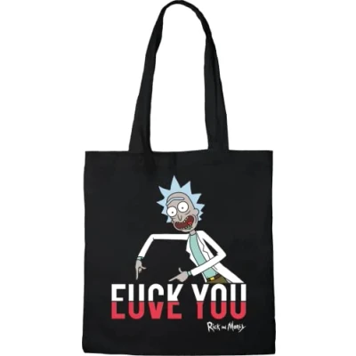 Afbeelding van cotton division TOTE BAG RICK AND MORTY &quot;FUCK YOU&quot;, REFERENTIE: BWRIMODBB002, Zwart, 38 X 40 CM, Eén maat, Utility