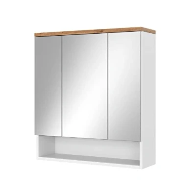 Afbeelding van Vicco Badkamerspiegelkast &quot;Eden&quot;, Wit Hoogglans/Artisanaal eiken, 70 x 77.5 cm met 3 deuren