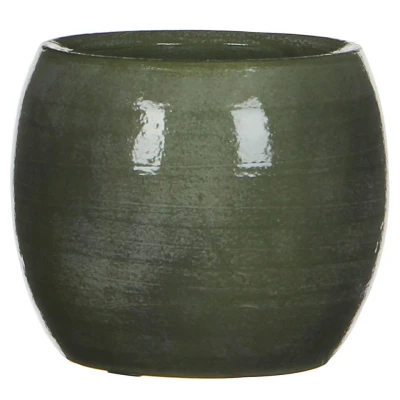 Afbeelding van Mica Decorations Bloempot glanzend groen keramiek 14 x 12 cm