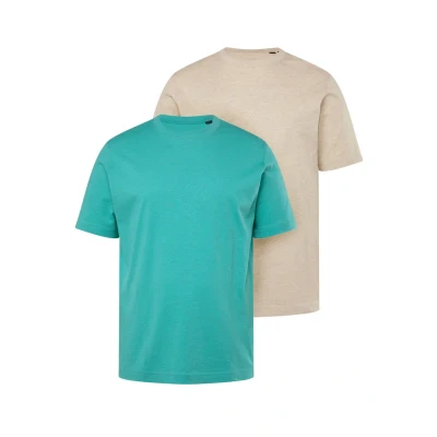 Afbeelding van JP 1880 Heren grote maten Menswear L 8XL T shirts, basic, 2 pack, ronde hals, tot 702637, turquoise, 3XL
