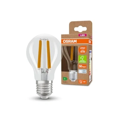 Afbeelding van OSRAM LED SUPERSTAR+ CLASSIC A FIL 40 Lampe, E27, klassische Kolbenform, 2,2W, 470lm, 4000K, kaltweißes Licht, lange Lebensdauer, bis zu 60% Energieeinsparung im Vergleich Standard Lampen
