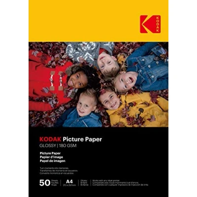 Afbeelding van KODAK 50 feuilles de papier photo 180g/m², brillant, Format A4 (21x29,7cm), Impression Jet d&#039;encre 9891264 Blanc