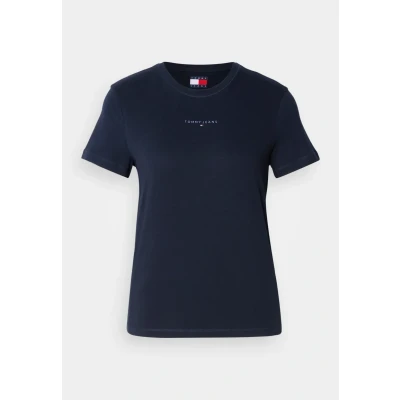 Afbeelding van Tommy Jeans Linear TEE Tshirt basic, Dames, Maat: 34, Dark night navy