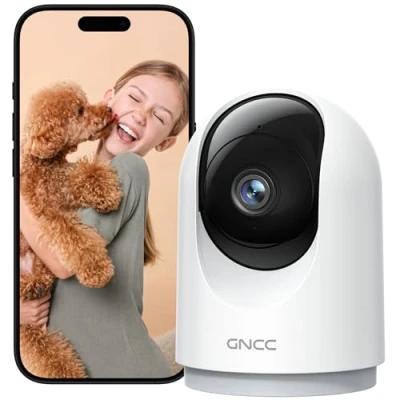 Afbeelding van GNCC Interne wifi camera 2K met onmiddellijke melding en bewegingsdetectie, bewakingscamera voor binnen, bidirectionele audio, 360 draaibaar, compatibel Alexa (2,4 GHz WLAN)