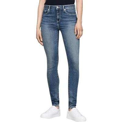 Afbeelding van Tommy Hilfiger Dames Como Skinny RW PAT WW0WW44120 Skinny, Pat, 30W/32L, Denim (Pat), 30W / 32L