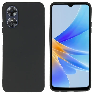 Afbeelding van Oppo A17 Hoesje Siliconen en TPU (zacht) iMoshion Softcase/Backcover Zwart Telefoonhoesje