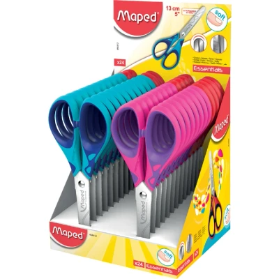 Afbeelding van Schaar Maped Essentials Soft 13cm display à 24 stuks assorti