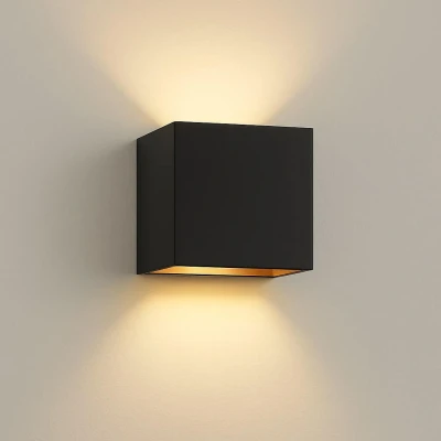 Afbeelding van Searchlight Cube Wandlamp 9,7 X Cm Zwart Met Goud