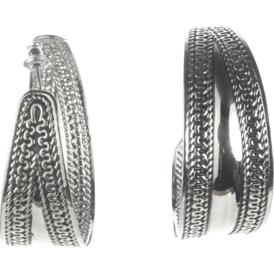 Afbeelding van Behave Oorbellen vintage oorringen zilver kleur 4 cm
