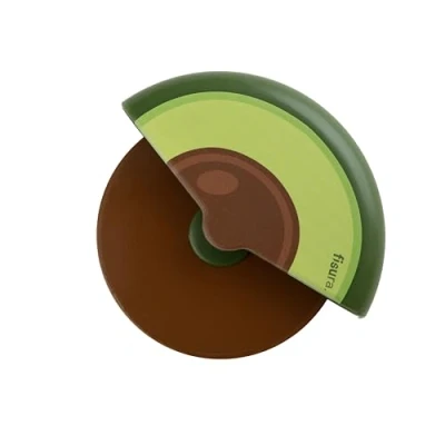 Afbeelding van Fisura Originele pizzasnijder. Pizzasnijder in de vorm van een avocado. met grappige rollen. gemaakt roestvrij staal en ABS. Afmetingen: 7,5 x 5,5 cm (Avocado, groen)