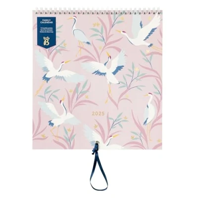 Afbeelding van Busy B Grote familie wandkalender 2025 vogelontwerp met 5 kolommen en opbergvakken maandkalender voor drukke gezinnen kleurgecodeerde stickers, 30,5 x cm