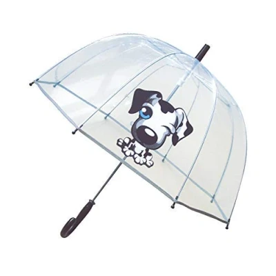 Afbeelding van SMARTBULLE Transparante bubbelparaplu voor kinderen met fluorescerende rand: Windscherm; Diameter=71cm; Handmatige opening; Kinderparaplu; Print : Hond.