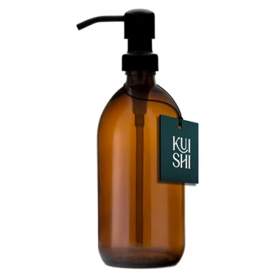 Afbeelding van Kuishi Pompfles van amberkleurig glas met pomp roestvrij staal [500 ml, zwarte pomp], navulbare bruine flessen, ideaal voor het handen wassen, shampoo, conditioner (BPA vrij)