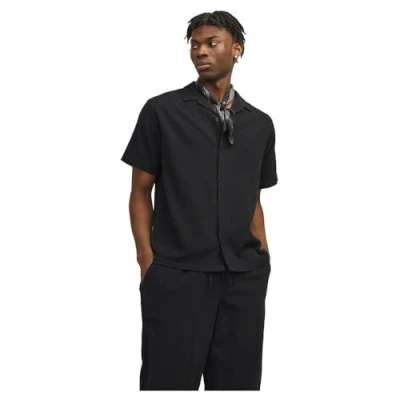 Afbeelding van JACK &amp; JONES Jorluke Crinkle Resort Shirt Ss Sn Vrijetijdshemd voor heren, zwart, XS