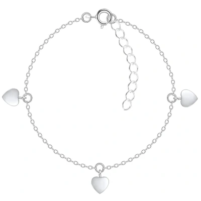 Afbeelding van JoyS Zilveren armband met hartje bedels 3 hartjes 15 cm + extension sterling zilver 925