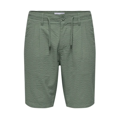 Afbeelding van Only &amp; Sons Onsleo LIFE Seersucker NOOS Shorts, Heren, Maat: XS, Dunkelgrau
