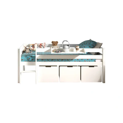 Afbeelding van Vipack speelbed Pino Laag met LF 90x 200 cm, ladder en 3 boxen op wieltjes